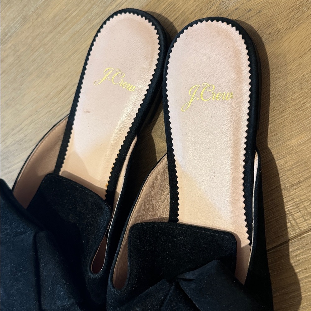 J Crew Black Bow Slip-On Women's Flats - Picture 2 of 3